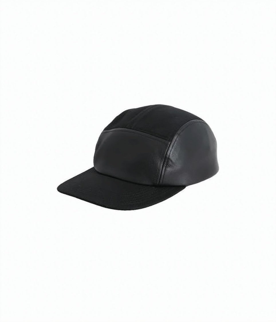 Kijima Takayuki Structured Black Cap With Goat Leather Accents