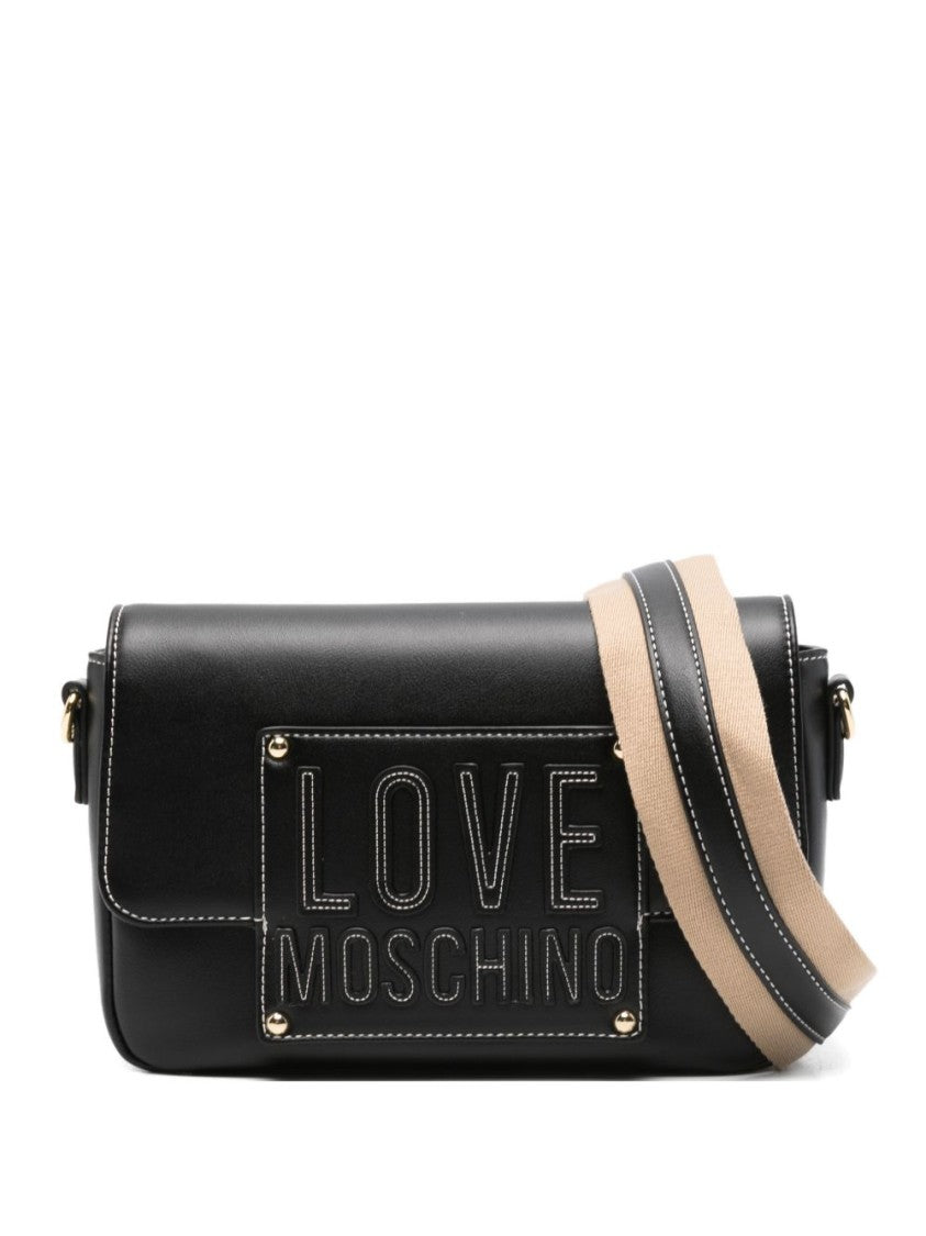 Love Moschino Rectangular Shoulder Bag With Embossed Panel And Adjustable Strap