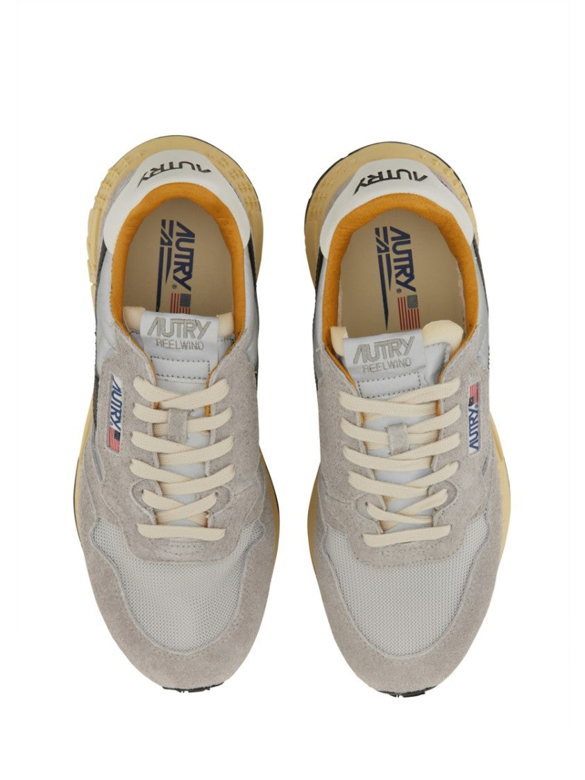 Autry Reelwind Light Grey Suede Nylon-Blend Sneakers