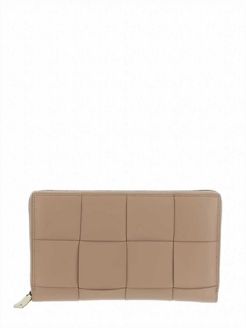 Bottega Veneta Rectangular Zip-Around Wallet With Woven Leather Exterior