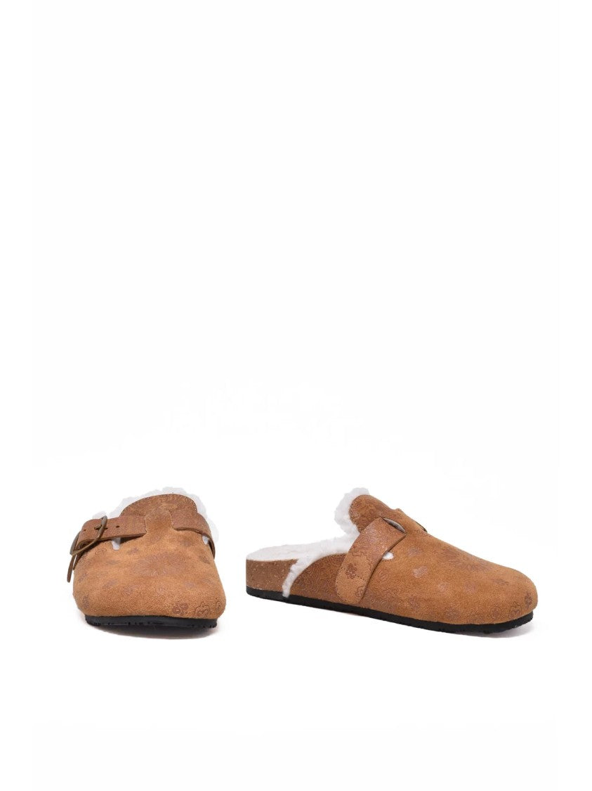 Arizona Love Beige Leather Shearling Mules