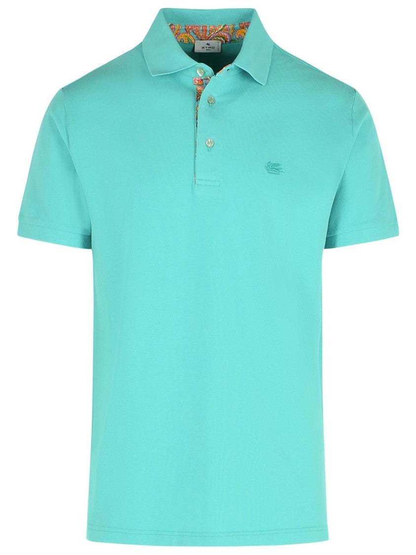 Etro Roma' Light Blue Cotton Polo Shirt