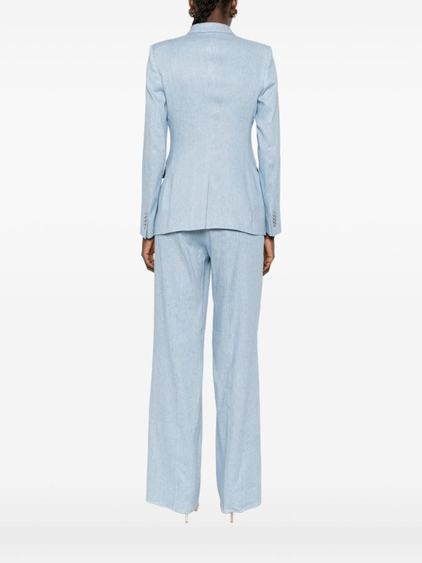 Tagliatore Double-Breasted Sky Blue Jacket With Notched Lapels