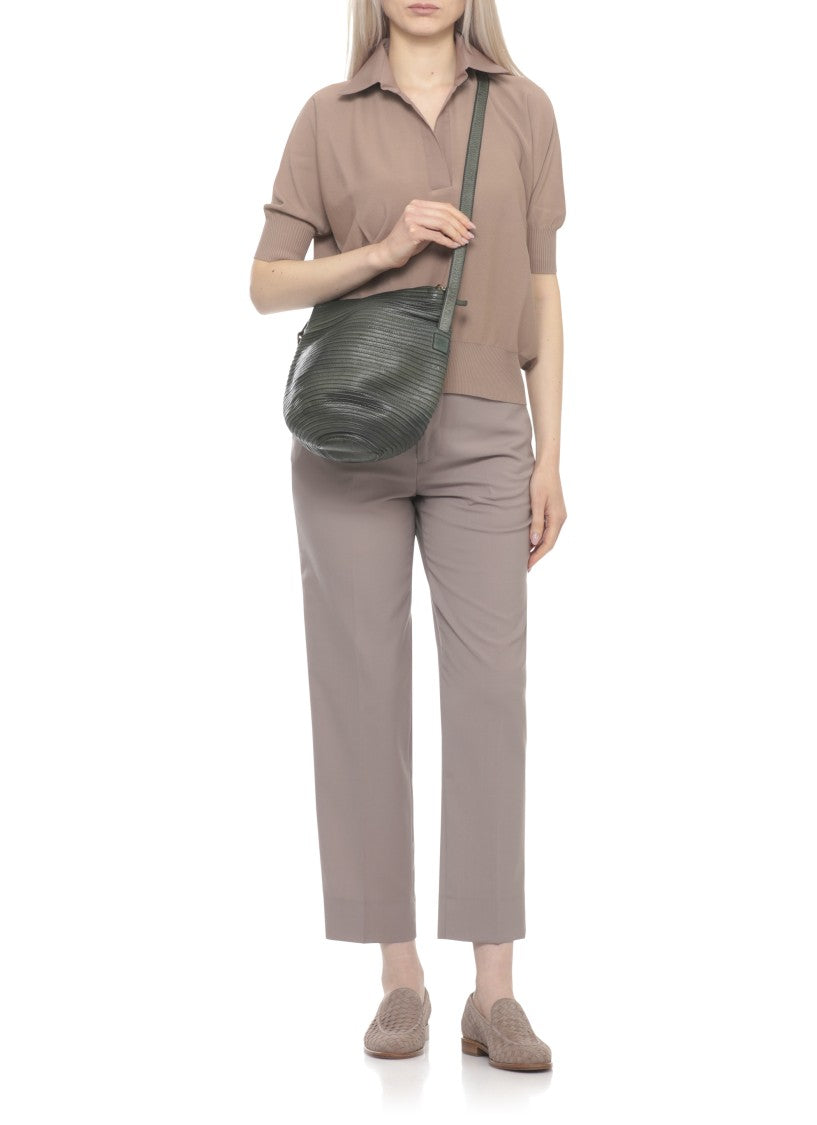 Majo Textured Leather Procida Shoulder Bag With Adjustable Strap