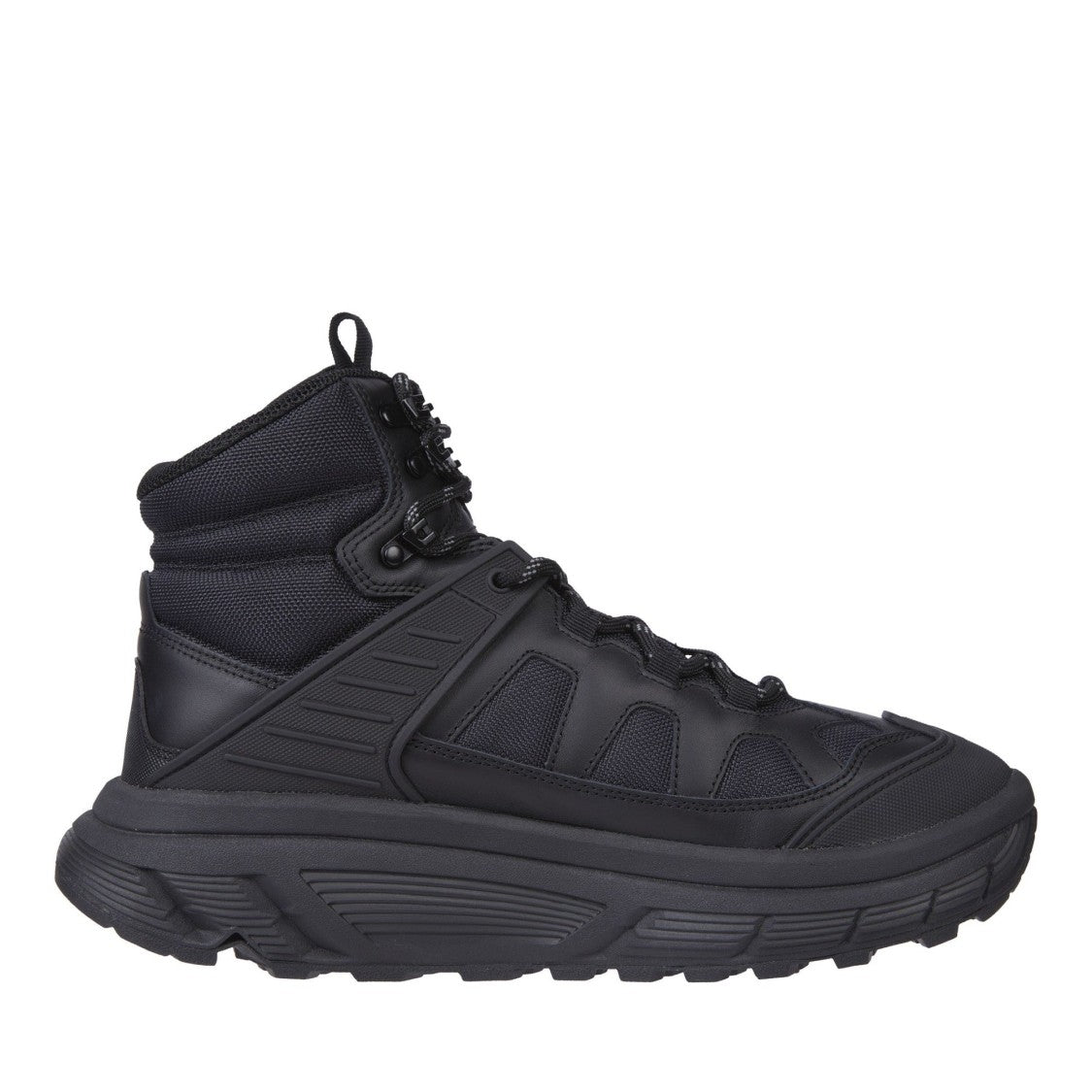 Tommy Jeans Black Leather Urban Padded Collar Boots