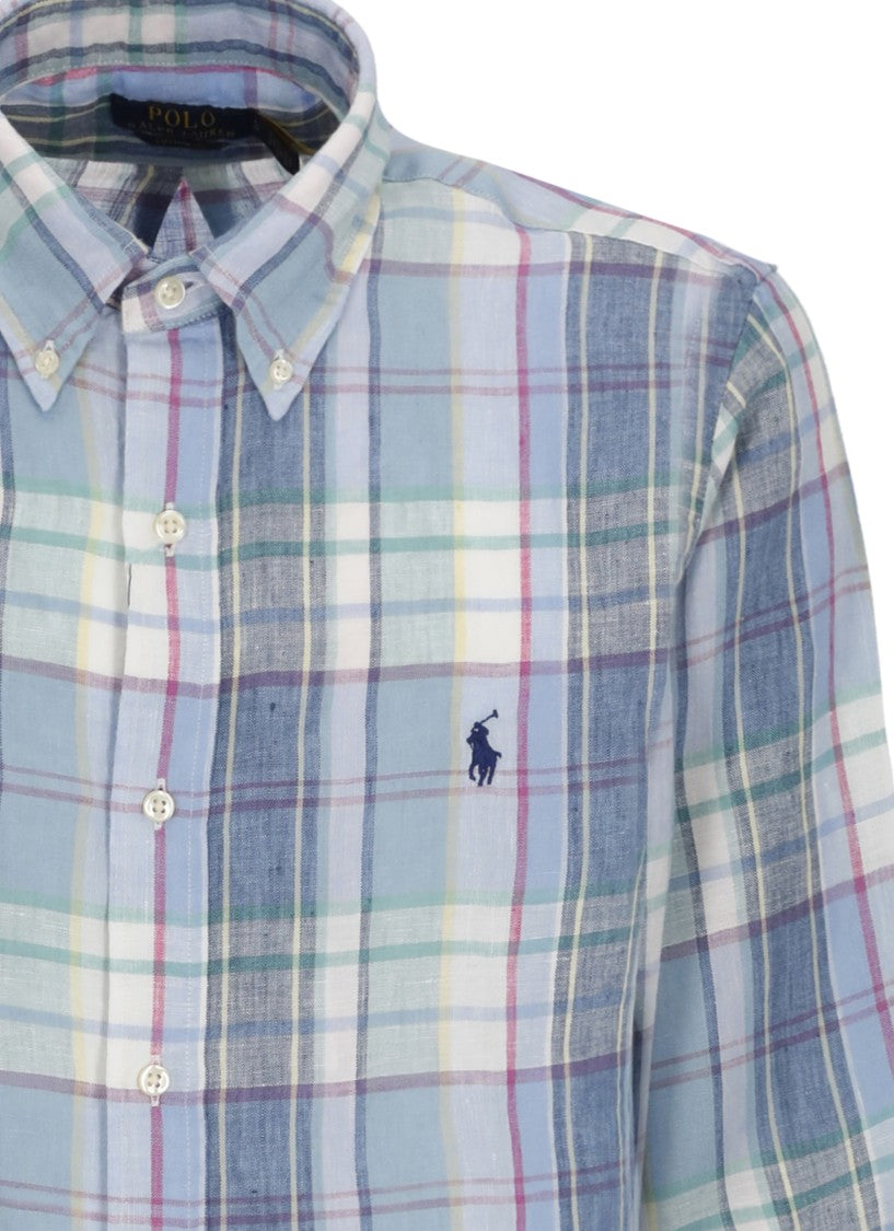 Polo Ralph Lauren Light Blue Checked Pony Shirt