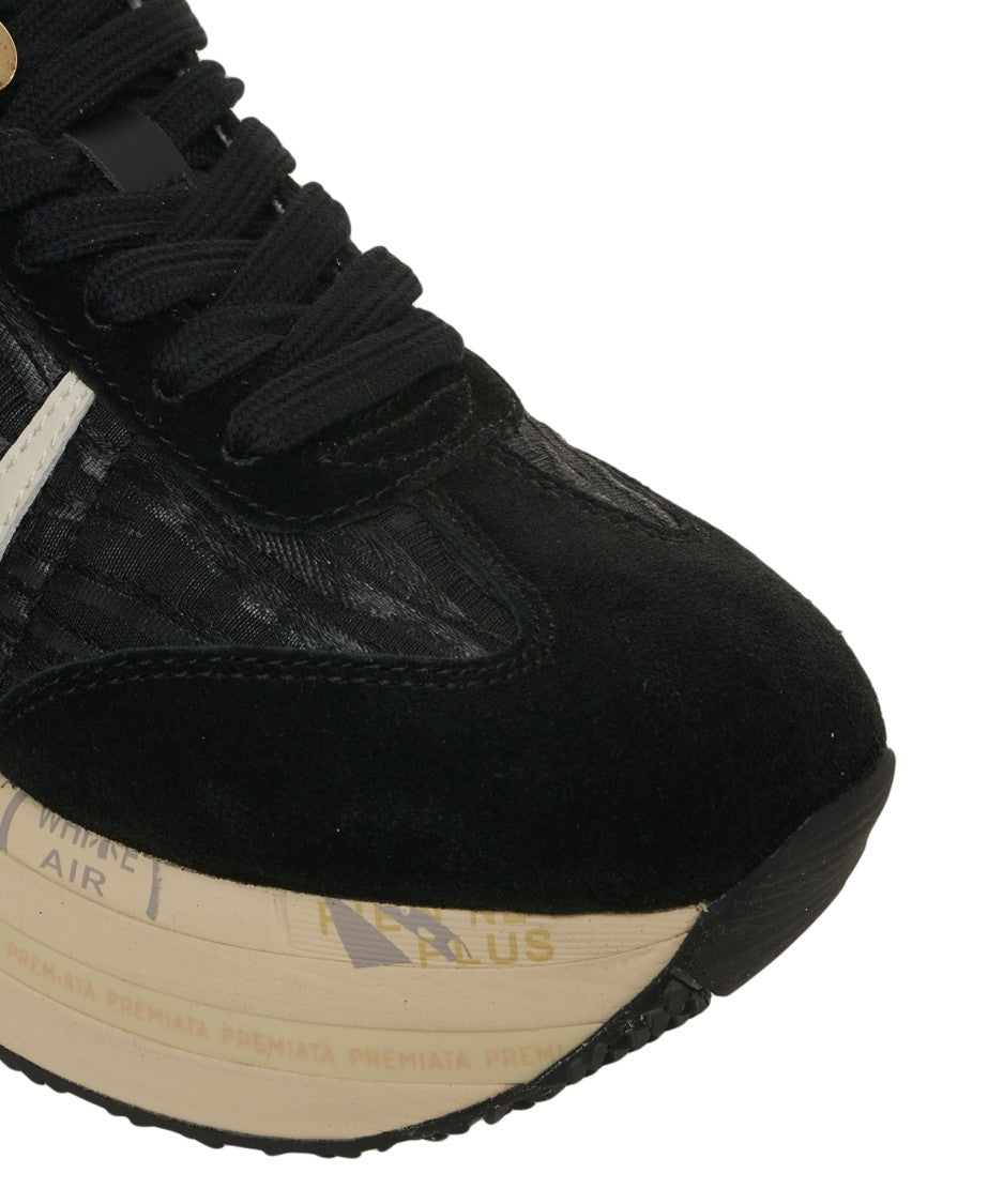 Premiata Platform Sneakers With Textured Fabric