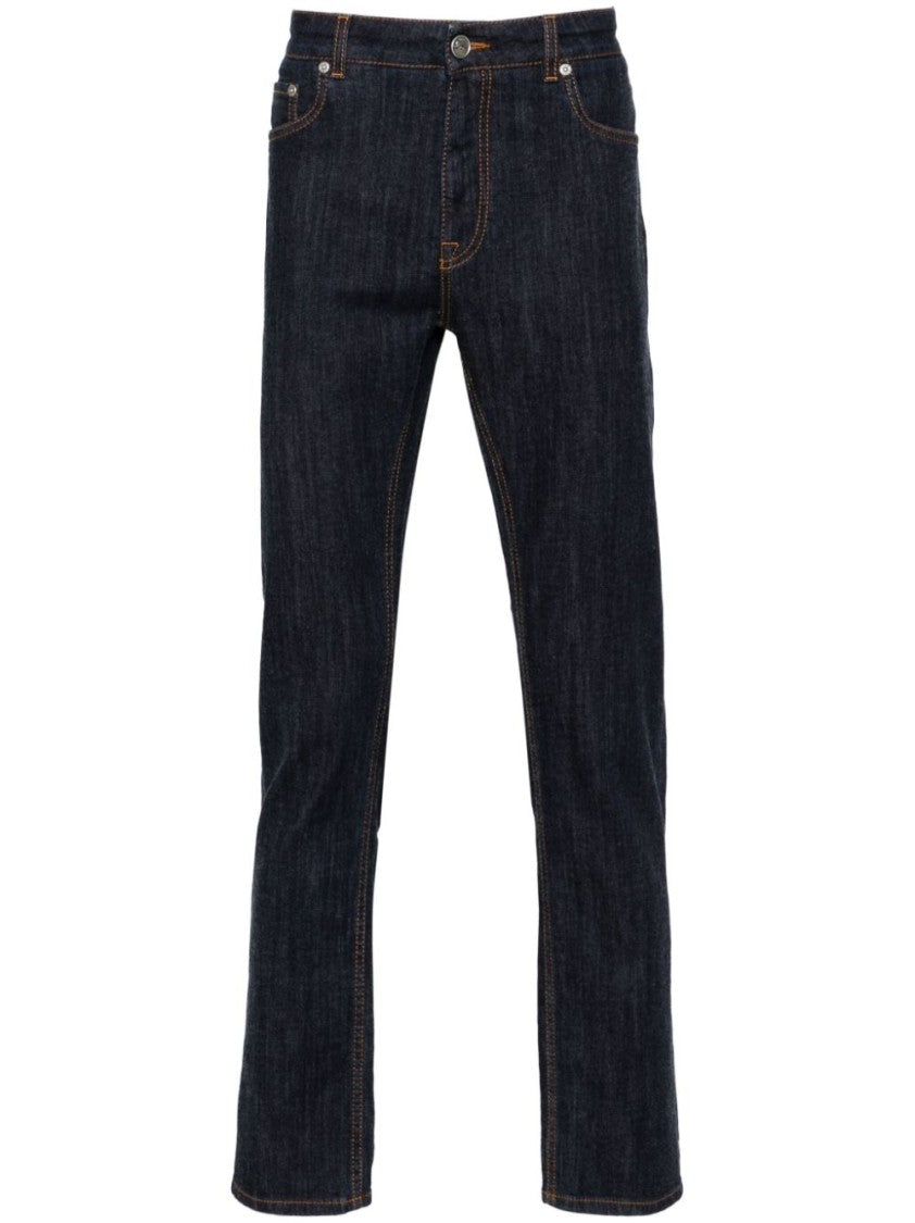 Etro Wide Leg Denim Jeans With Cashmere Infusion