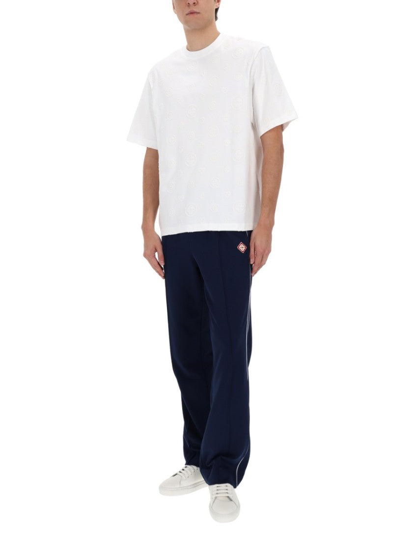 Casablanca Piquet Navy Relaxed White Piping Pants Sweatpants