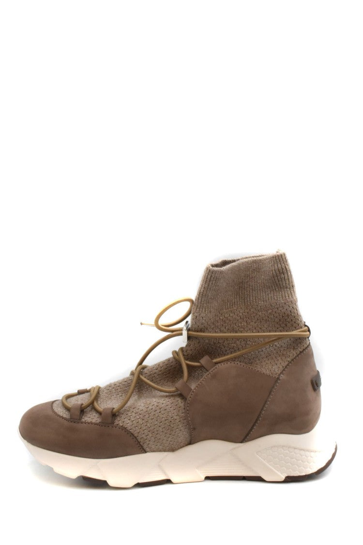 Peserico Beige Leather Low-Top Sneakers