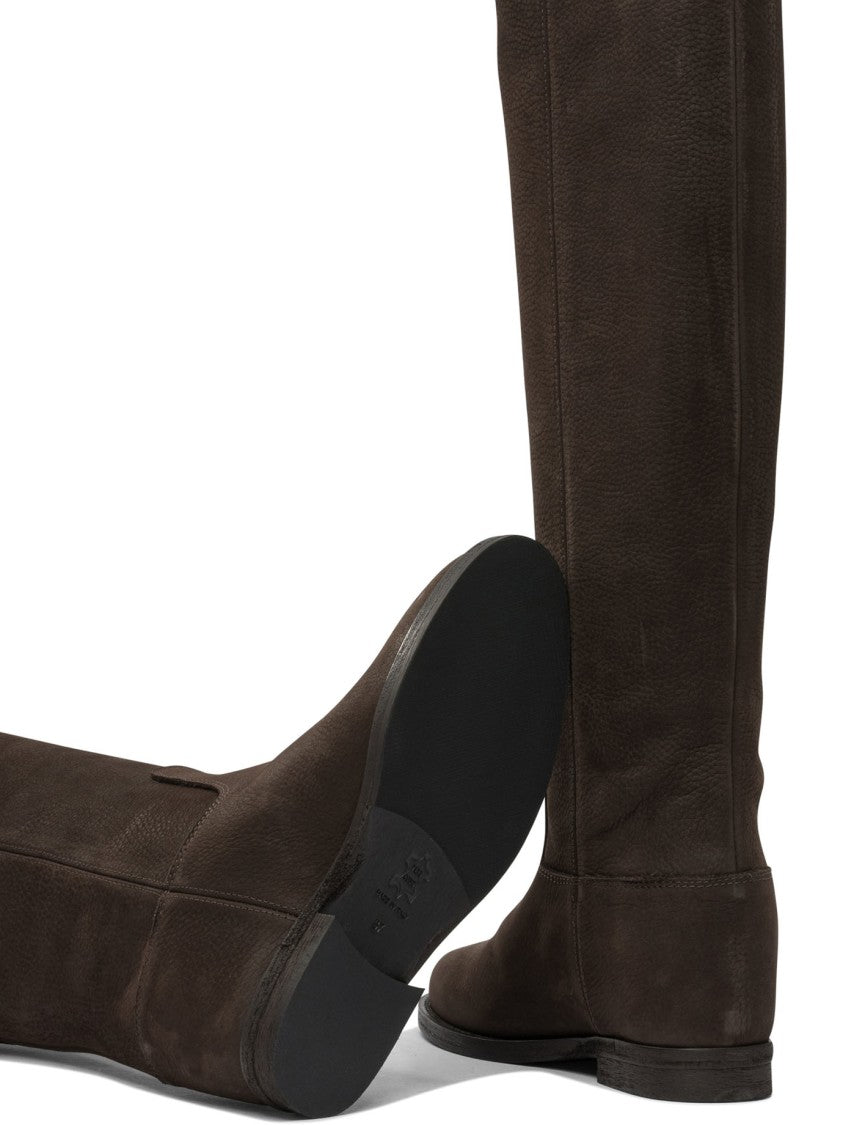Via Roma 15 Brown Leather Ankle Boots With Minimalist Design