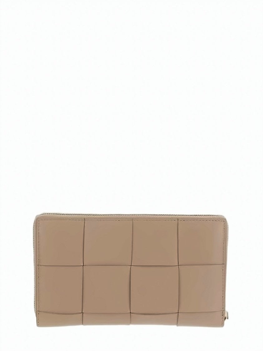 Bottega Veneta Rectangular Zip-Around Wallet With Woven Leather Exterior