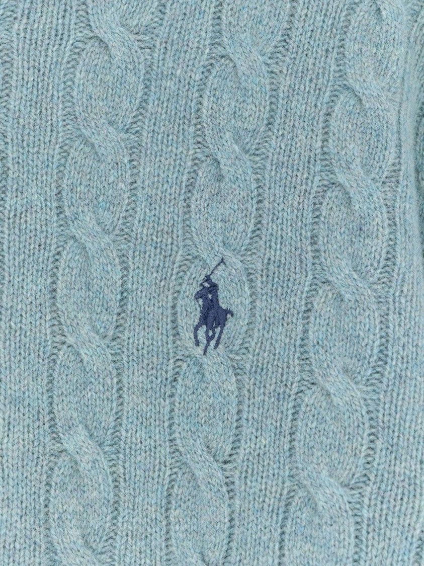 Polo Ralph Lauren Soft Blue Cable-Knit Wool-Cashmere Sweater