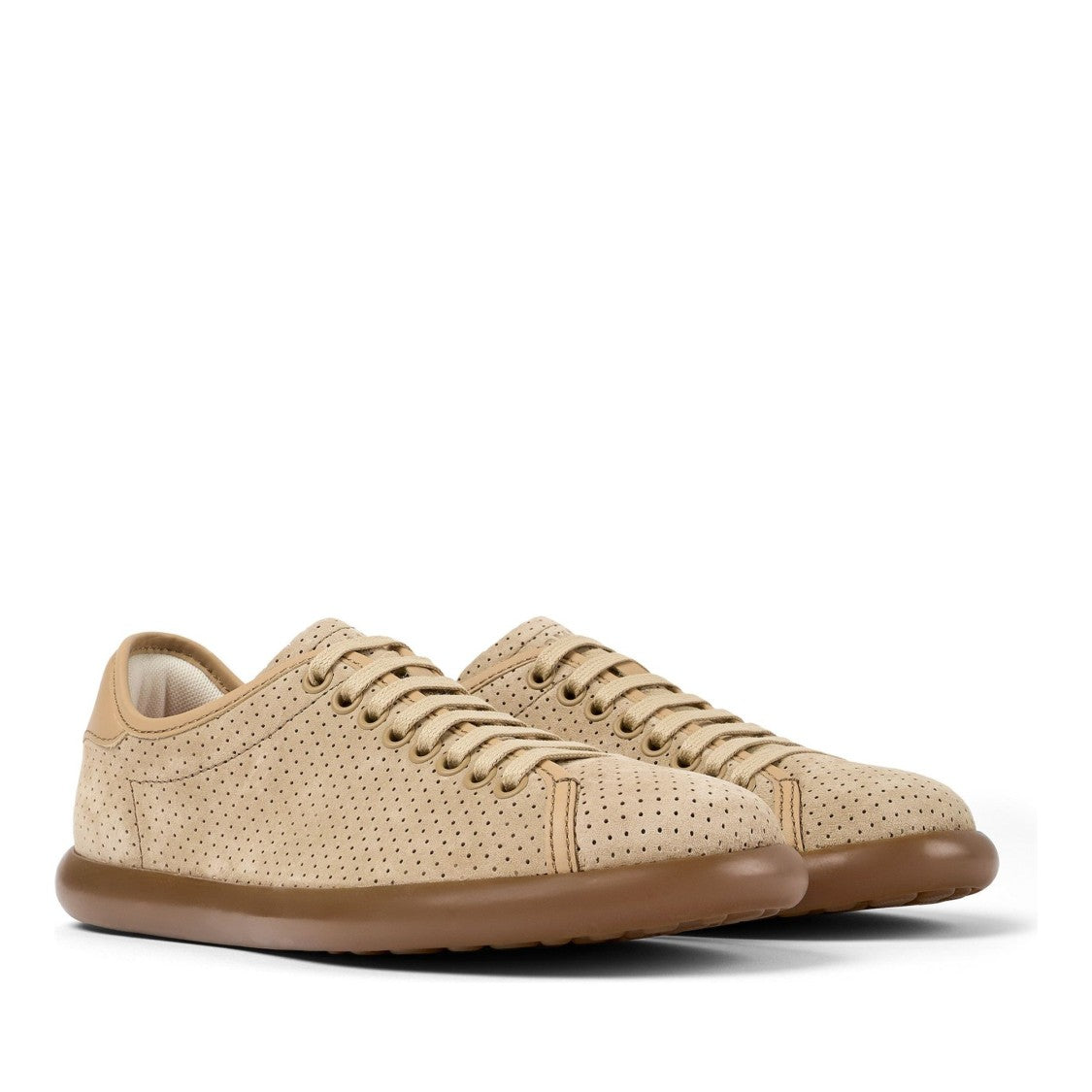 Camper Strobel Beige Perforated Pigskin Sneakers