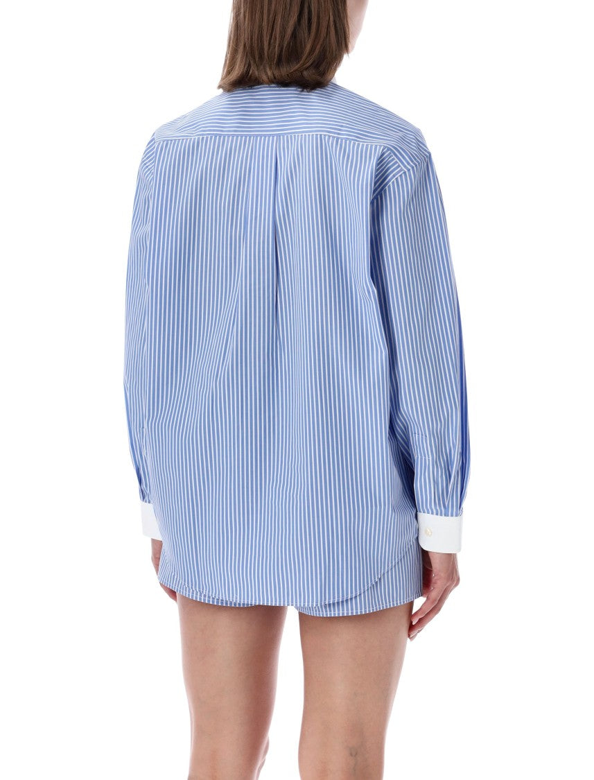 Sporty And Rich Blue Striped Oversized Shirt
