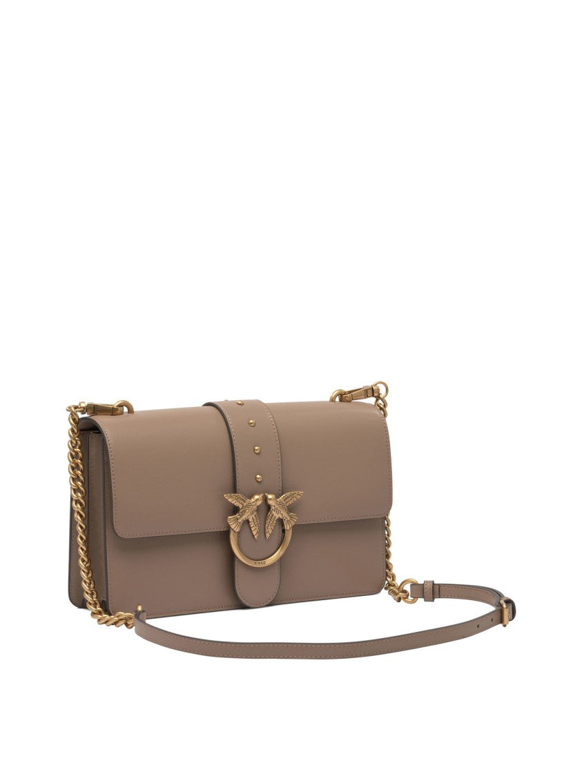 Pinko Beige Crossbody Bag With Gold-Tone Clasp