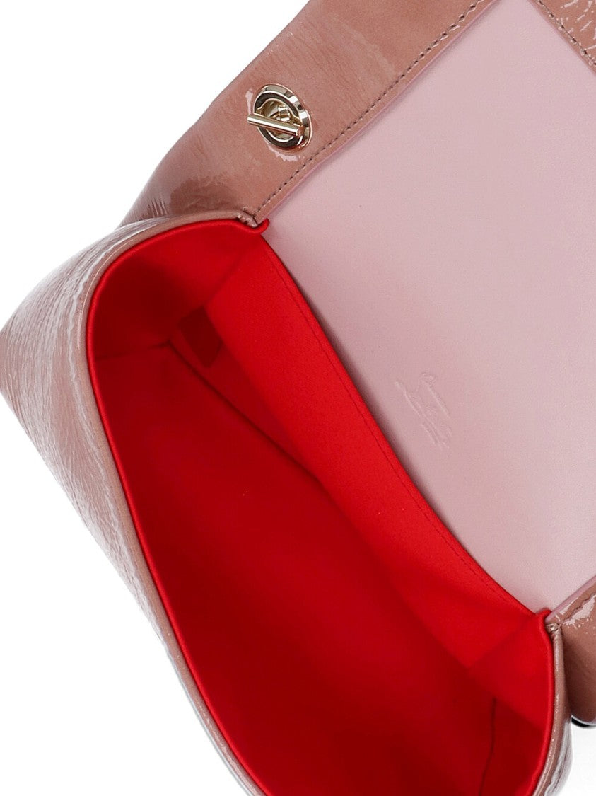 Christian Louboutin Crinkle Patent Shoulder Bag With Adjustable Gold Chain