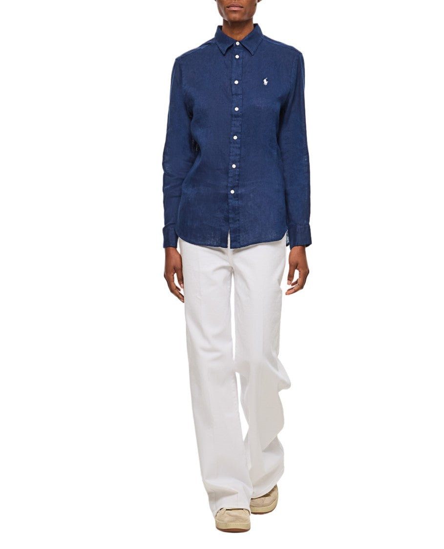 Polo Ralph Lauren Blue Long Sleeve Linen Shirt
