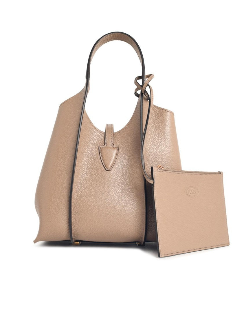 Tod's T Timeless Mini Shopping Bag In Beige Leather