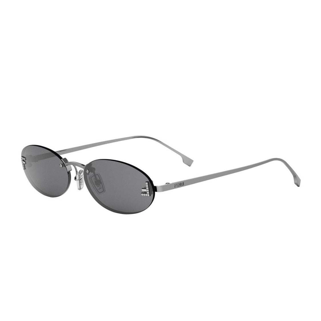 Fendi Silver First Crystal Fe4075us Oval Rimless Metal Sunglasses
