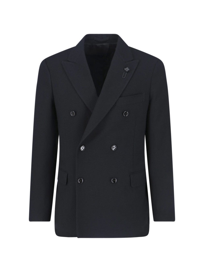 Lardini Double-Breasted Blazer Black