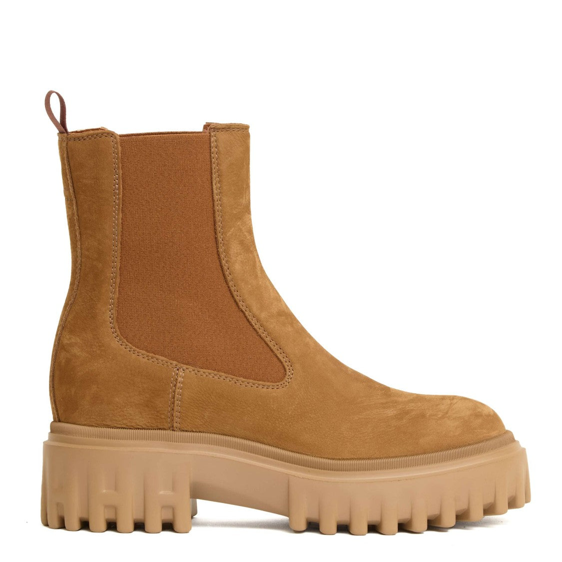 Hogan Tobacco Suede Chelsea Boots With Ridged Rubber Sole