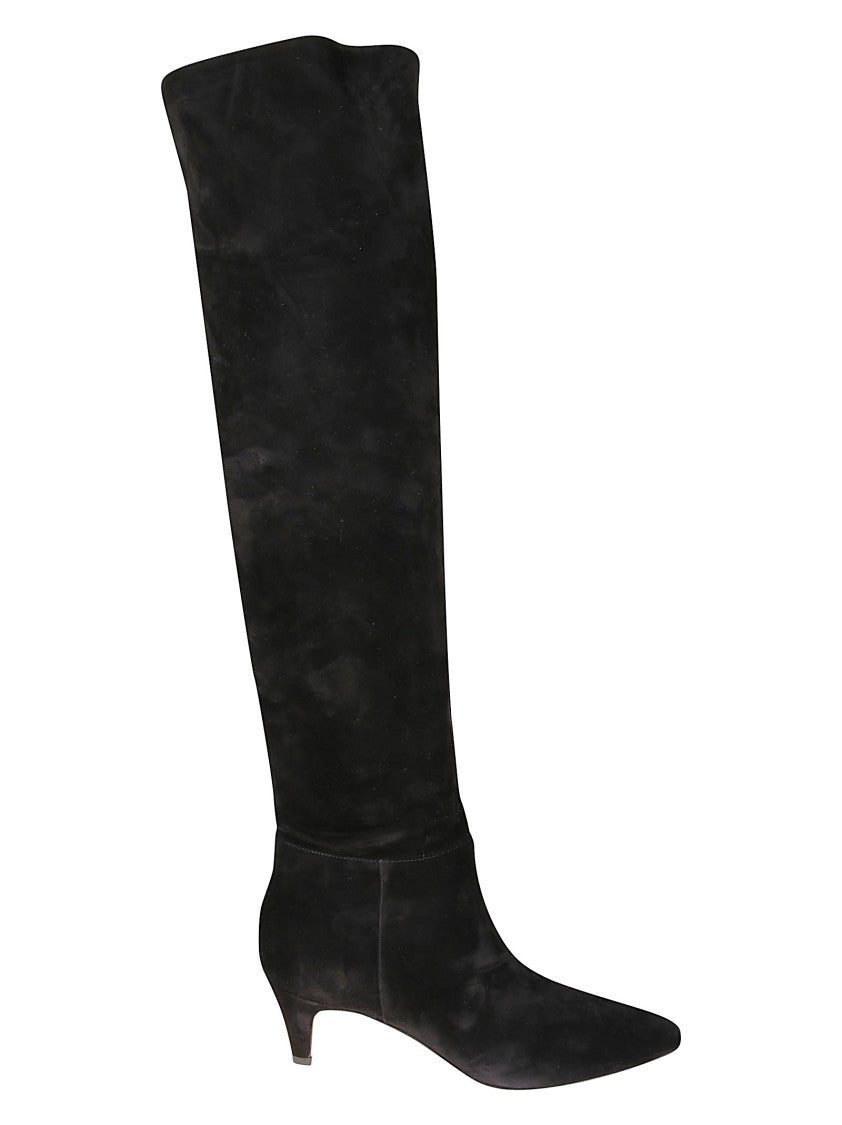 Gianvito Rossi Pointed Toe Knee-High Boots With Slouched Upper And Kitten Heel