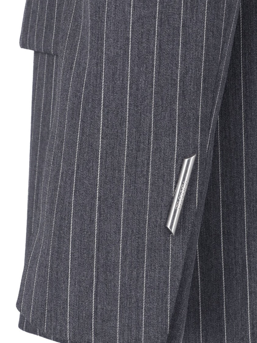 Dondup Grey Wool Cut-Out Cuffs Blazer