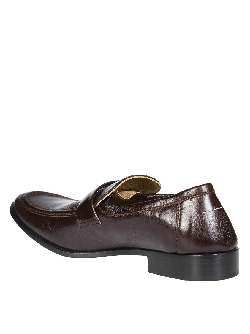 Mm6 By Maison Margiela Brown Pointed Toe Penny Strap Moccasins