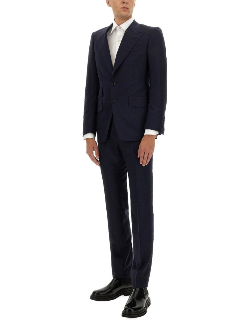 Tom Ford Grand Overcheck Shelton Deep Navy Slim Fit Wool Suit