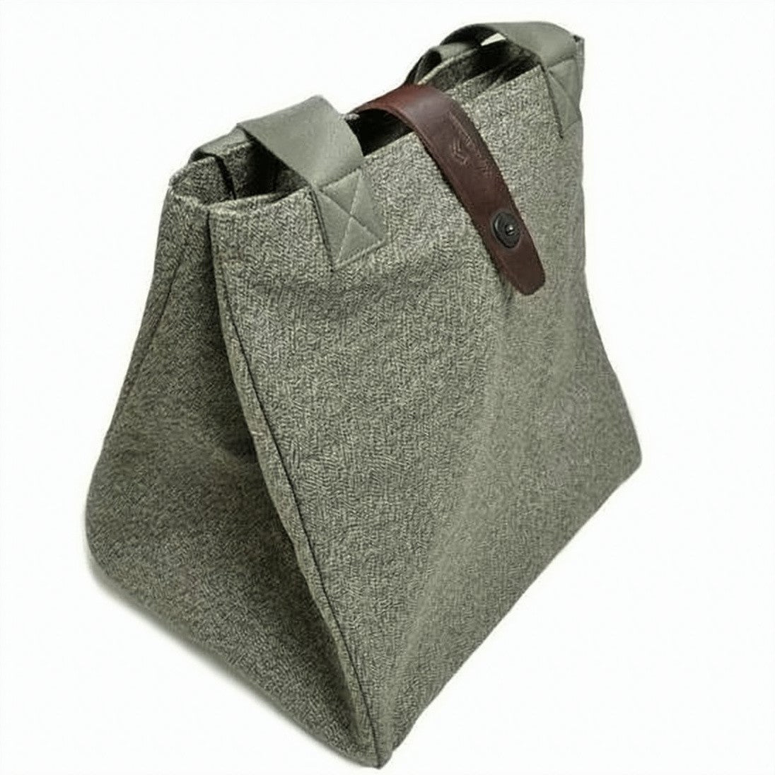 Nigel Cabourn Textured Green Cotton Shoulder Bag With Leather Strap