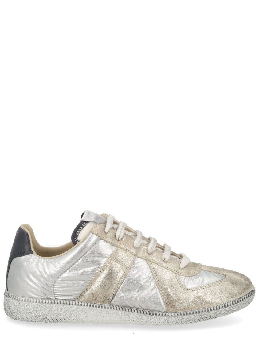 Maison Margiela Silver Replica Polyester-Blend Suede Sneakers