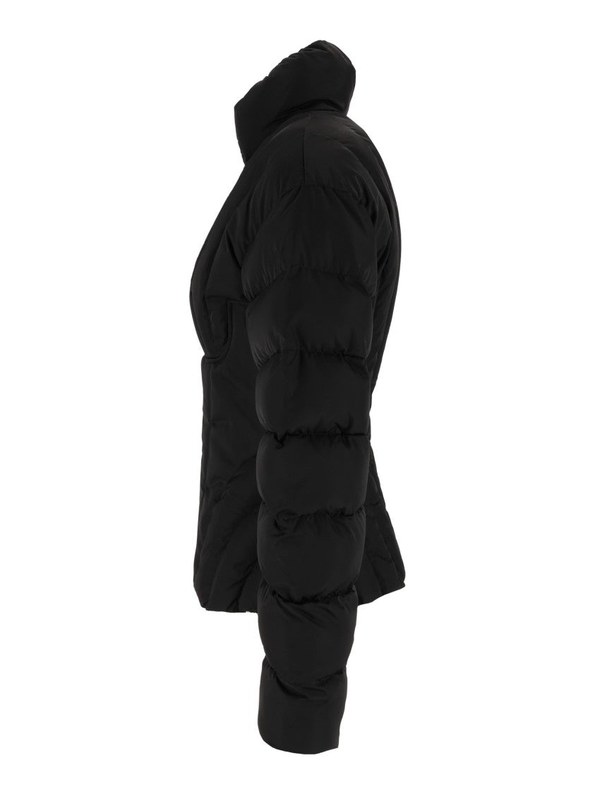 Elisabetta Franchi High Collar Vertical Quilted Padded Jacket