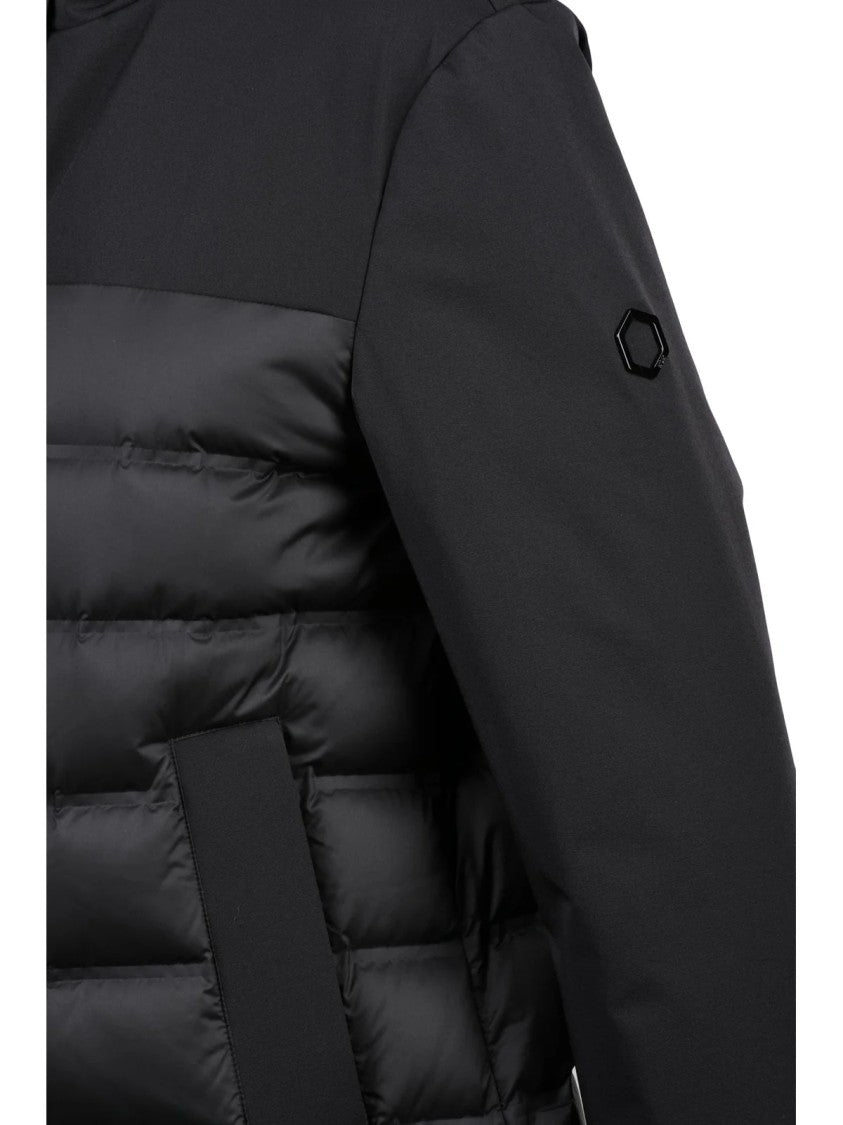 Hox Black Quilted Long Polyamide Down Jacket