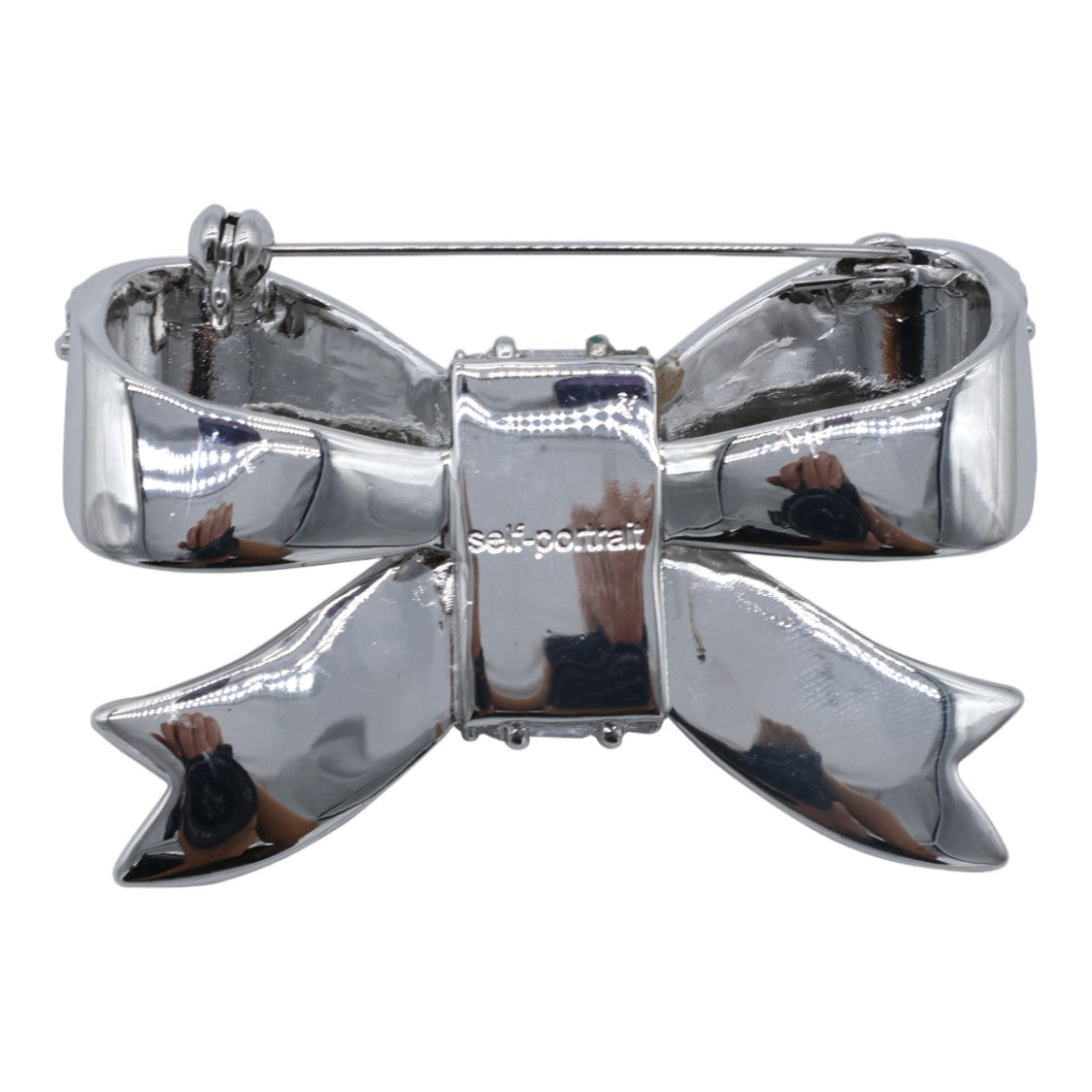 Self-Portrait Bow-Shaped Silver-Tone Crystal Brooch