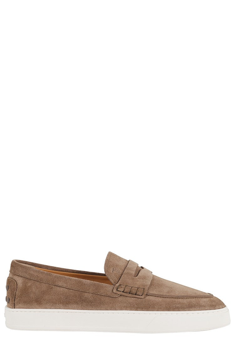 Tod's Moccasin With Suede Upper And Rubber Sole
