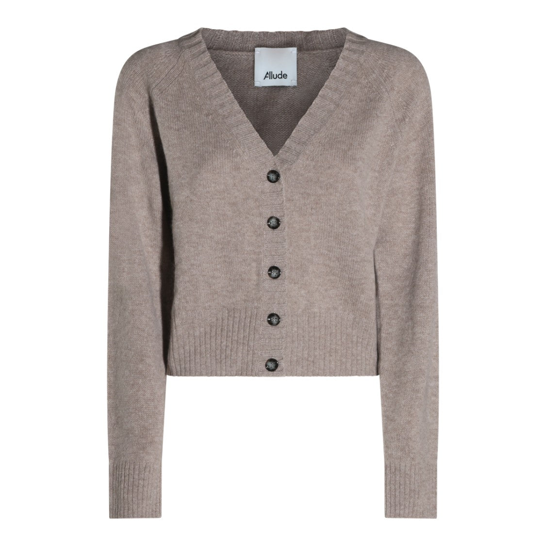 Allude V-Neck Button-Down Ribbed Knit Cardigan