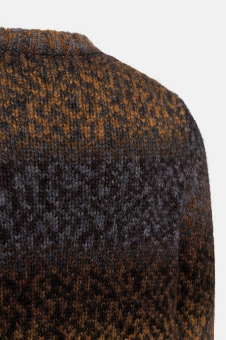Dondup Brown Ombre-Stripe Chunky Knit Wool-Blend Sweater