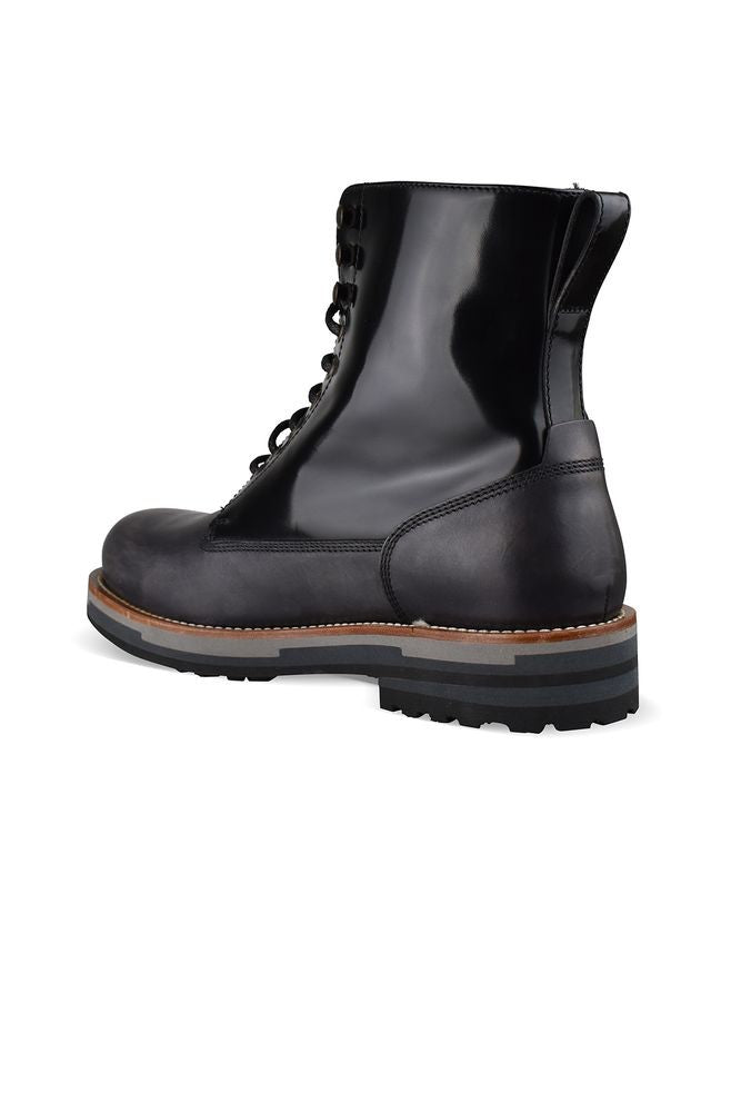 Dolce & Gabbana Shiny Black Leather Ankle Boots