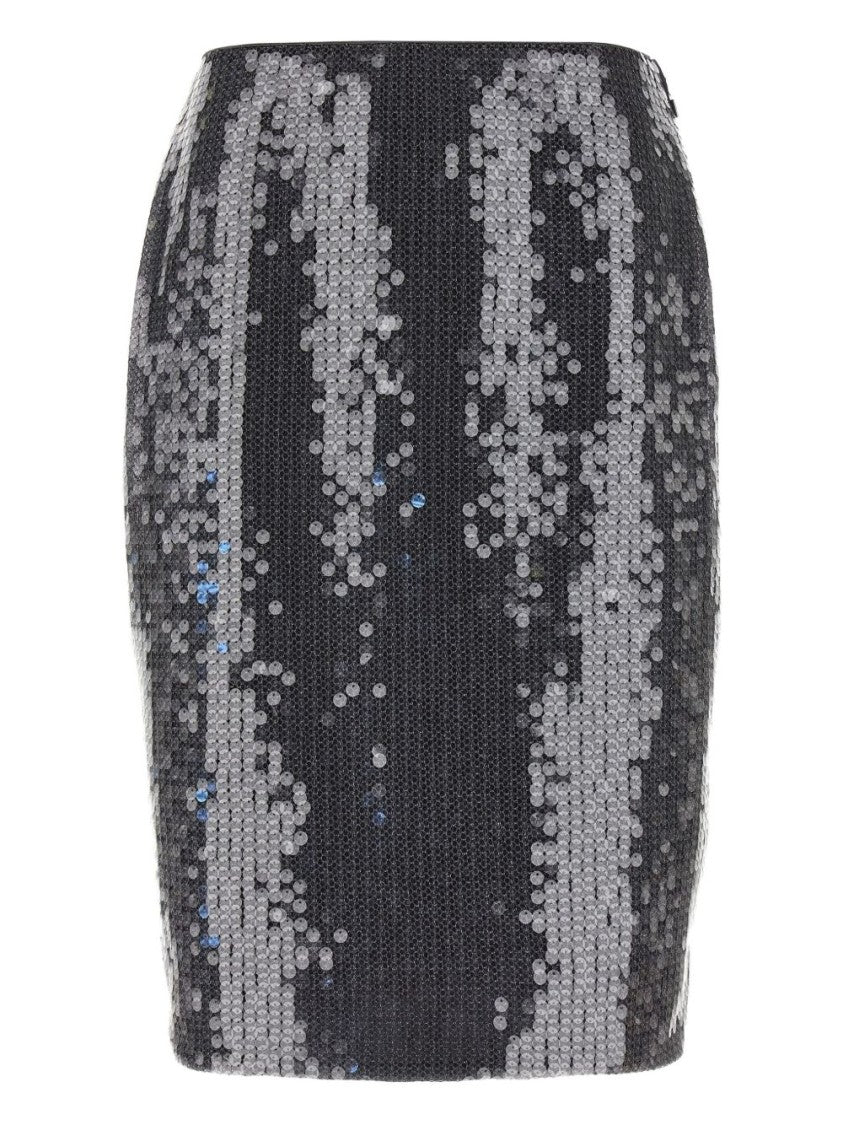 Rotate Fitted Grey Skirt With Shimmering Sequin Design