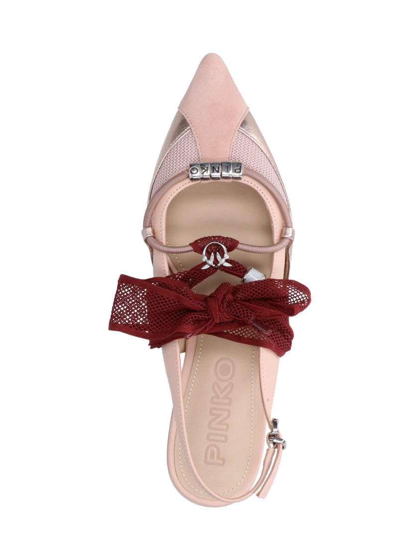 Pinko Pink Gianira Pointed Bow Slingback Ballerinas