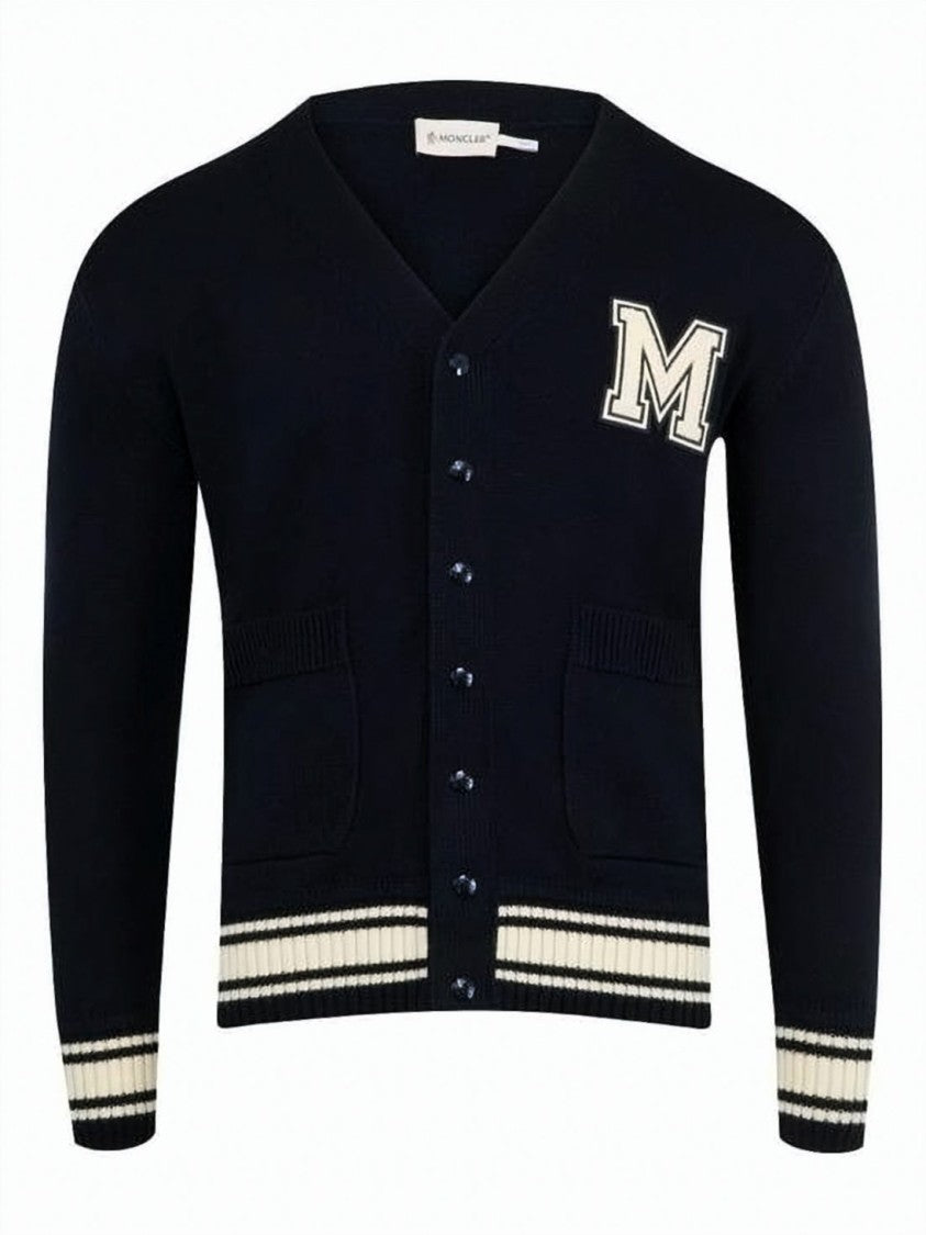Moncler Deep V-Neck Knit Cardigan