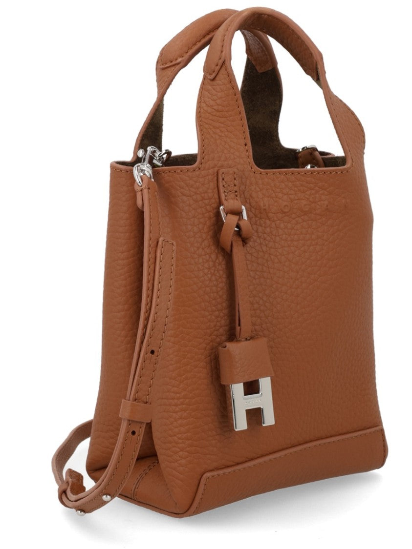 Hogan Mini Shopping Textured Calfskin Tote Bag