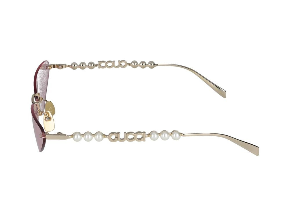Gucci Gold Pink Tinted Lenses Metal Sunglasses
