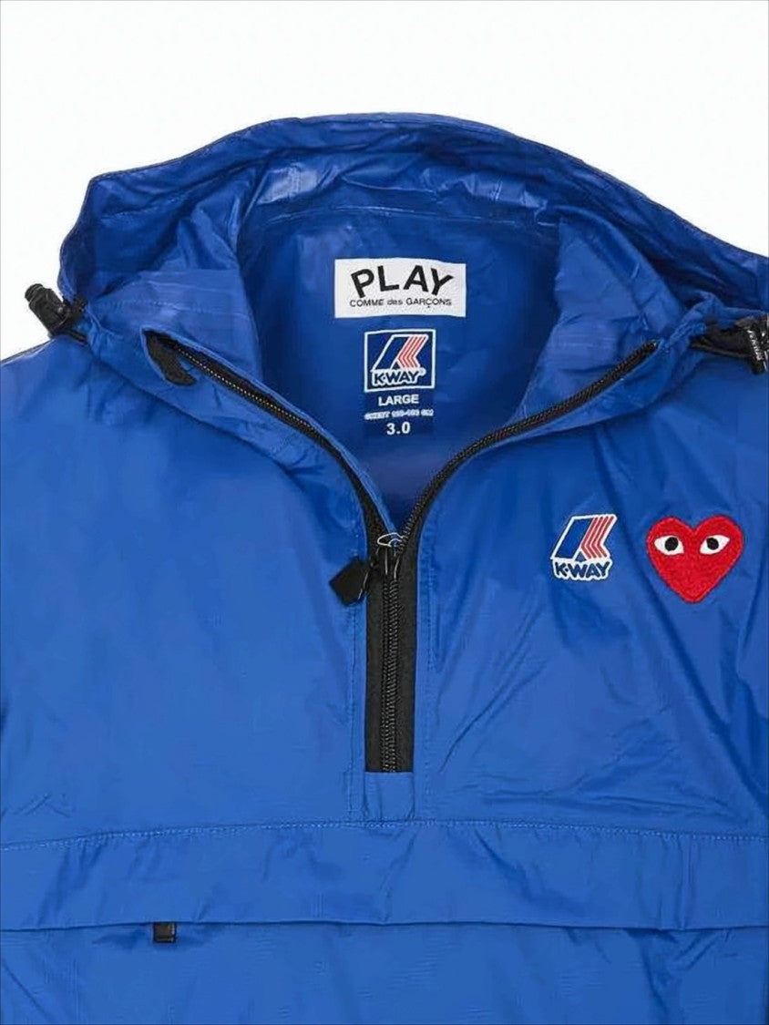 Comme Des Garçons Lightweight Half-Zip Hooded Jacket With Embroidered Logos