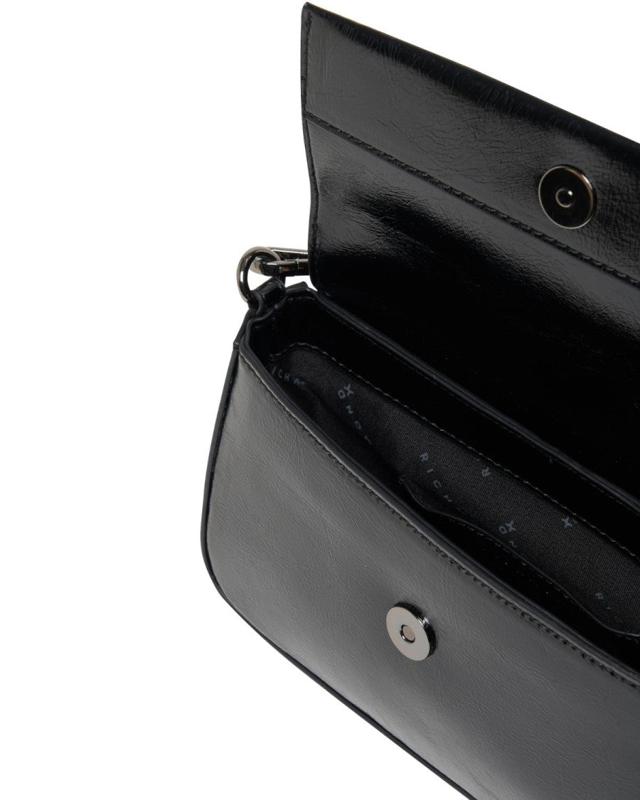 Richmond Glossy Black Shoulder Bag With Detachable Strap