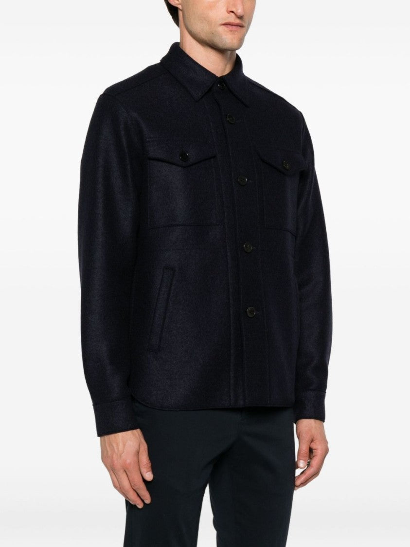 Harris Wharf London Tailored Blue Wool Giacconi Coat