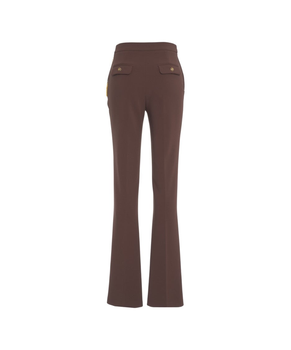 Elisabetta Franchi High-Waisted Flared Trousers With Chain Detail