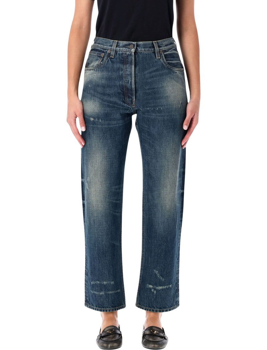 Prada Straight-Leg Vintage Wash Blue Jeans