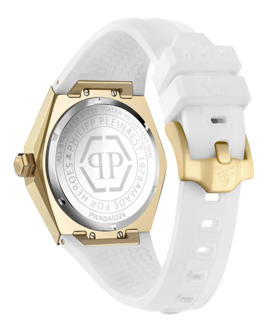 Philipp Plein Skull Design Yellow Gold Crystal Watch